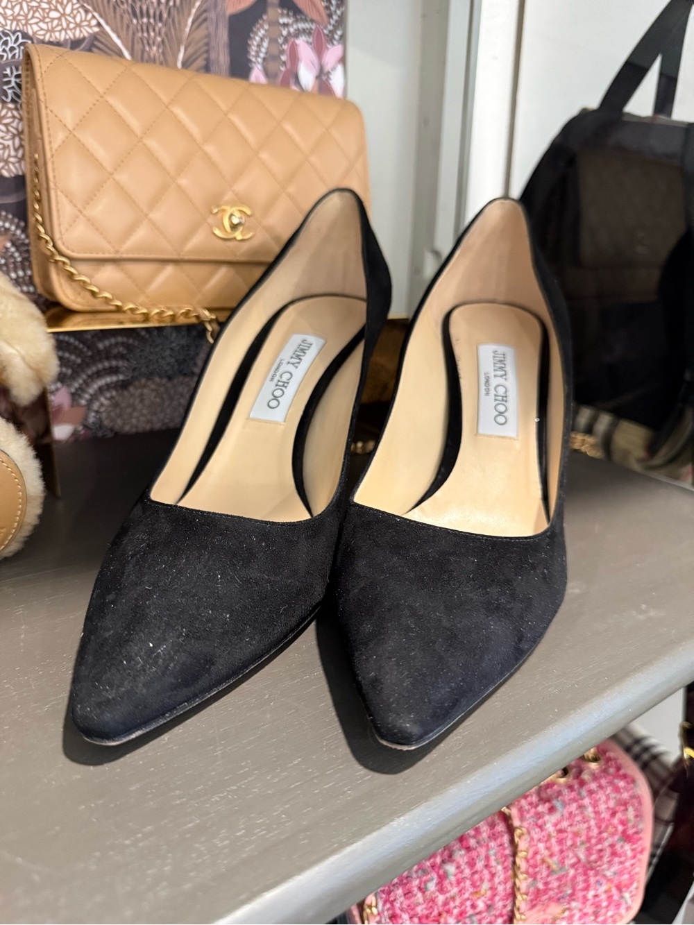 Jimmy Choo Black Suede Pointed Pumps